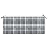 vidaXL Tuinbankkussen ruitpatroon 120x50x3 cm stof grijs