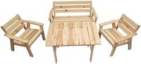 Promadino Garten-Kindersitzgruppe »Fehmarn«, (4-tlg), aus Kiefernholz, 1 Bank, 1 Tisch, 2 Stühle