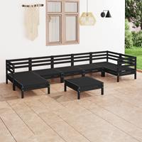 vidaXL 8-tlg. Garten-Lounge-Set Massivholz Kiefer Schwarz 