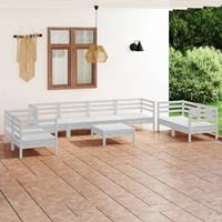 vidaXL 9-tlg. Garten-Lounge-Set Weiß Massivholz Kiefer 