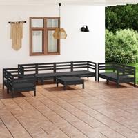 vidaXL 9-tlg. Garten-Lounge-Set Schwarz Massivholz Kiefer 