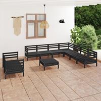 vidaXL 10-tlg. Garten-Lounge-Set Massivholz Kiefer Schwarz 