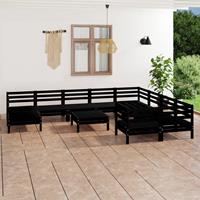 vidaXL 11-tlg. Garten-Lounge-Set Schwarz Massivholz Kiefer 