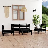 vidaXL 5-tlg. Garten-Lounge-Set Schwarz Massivholz Kiefer 