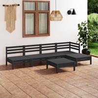 vidaXL 6-tlg. Garten-Lounge-Set Massivholz Kiefer Schwarz 