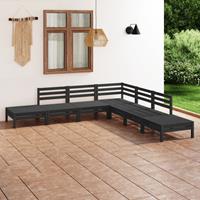 vidaXL 7-tlg. Garten-Lounge-Set Massivholz Kiefer Schwarz 