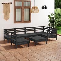 vidaXL 7-tlg. Garten-Lounge-Set Massivholz Kiefer Schwarz 