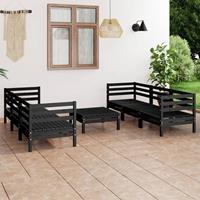 VidaXL 7-tlg. Garten-lounge-set Schwarz Massivholz Kiefer