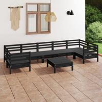 vidaXL 8-tlg. Garten-Lounge-Set Schwarz Massivholz Kiefer 