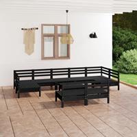 vidaXL 10-tlg. Garten-Lounge-Set Schwarz Massivholz Kiefer 