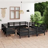 vidaXL 13-tlg. Garten-Lounge-Set Schwarz Massivholz Kiefer 