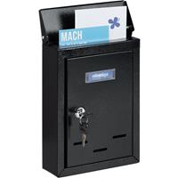 RELAXDAYS Briefkasten mit Namensschild, Metall, mit 2 Schlüsseln, Postkasten schmal, HxBxT: 26,5 x 19 x 6,5 cm, schwarz