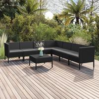 vidaXL 8-delige Loungeset met kussens poly rattan zwart