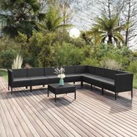 vidaXL 9-tlg. Garten-Lounge-Set mit Auflagen Poly Rattan Schwarz 