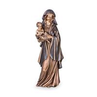 Gartentraum.de Figur Maria mit Kind aus Bronze/Aluminium - Madonna Credere / 40x18x14cm (HxBxT) / Bronze, Umhang Dunkelbraun