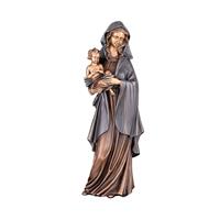 Gartentraum.de Figur Maria mit Kind aus Bronze/Aluminium - Madonna Credere / 40x18x14cm (HxBxT) / Bronze, Umhang Asche