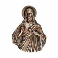 Gartentraum.de Bronze Christusrelief für die Wand mit Herz - Jesus mit Herz / Bronze braun