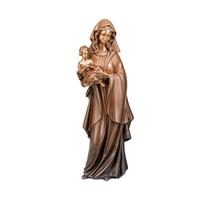 Gartentraum.de Figur Maria mit Kind aus Bronze/Aluminium - Madonna Credere / 40x18x14cm (HxBxT) / Bronze Farbverlauf