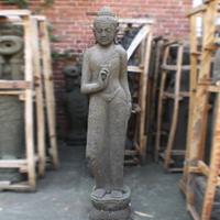 Gartentraum.de Unikat Stehende Budda Statue Daksha aus Stein / 100 cm