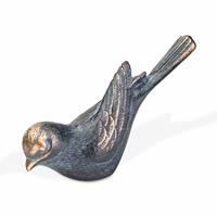 Gartentraum.de Bronze Gartendekoration - kleiner Singvogel - Vogel Suna / Bronze Patina Wachsguss