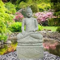 Gartentraum.de Sitzender Buddha im Lotussitz aus Naturstein handarbeit / 130 cm