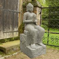 Gartentraum.de Buddha sitzend im Lotussitz - Naturstein / 100 cm