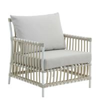 Gartentraum.de Lounge-Sessel aus Alu-Rattan in Weiß mit Sitz- und Rückenkissen - Loungechair Caya / ohne Sitz- und Rückenkissen