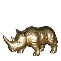 Gartentraum.de Indoor Nashorn Figur aus Polystone - Gold - Rhinozeros