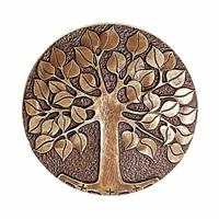 Gartentraum.de Rundes Wandrelief mit Baum aus Bronze/Alu - Relief Baum / Aluminium grau