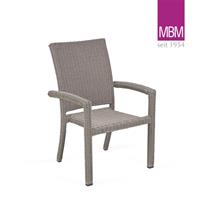 Gartentraum.de Stapelbarer Gartenstuhl mit Armlehnen - MBM - Alu & Geflecht - Sessel Bellini / ohne Sitzkissen