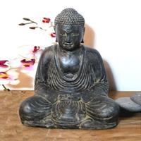 Gartentraum.de Stilvoller Buddha aus Steinguss Antik Finish / 40 cm