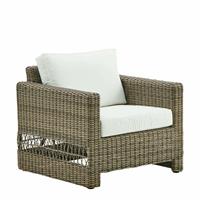 Gartentraum.de Geflochtener Lounge Sessel aus Aluminium und Polyrattan in antikgrau - Loungesessel Joana / White