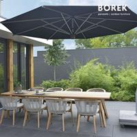 Gartentraum.de Schwarzer Borek Sonnenschirm aus Aluminium mit Kurbelsystem - Capri Sonnenschirm Graphite / 350x350cm (BxT)
