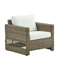 Gartentraum.de Geflochtener Lounge Sessel aus Aluminium und Polyrattan in antikgrau - Loungesessel Joana / Beige