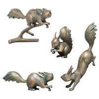 Gartentraum.de Tierskulpturen Set aus 4 Bronze Eichhörnchen - Eichhörnchen Set