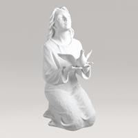 Gartentraum.de Kniende Gartenfigur Madonna mit Taube - Marmorguss - Madonna Columba