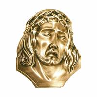 Gartentraum.de Kleines Wandrelief Jesus mit Rosenkranz aus Bronze - Jesus Krona / 20cm