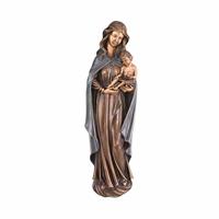 Gartentraum.de Wand Gartenfigur Maria mit Kind aus Bronze - Madonna Hemma / 40x11x6cm (HxBxT) / Bronze, Umhang Asche