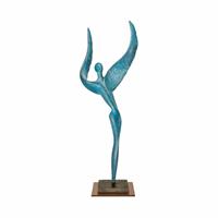 Gartentraum.de Stilistischer Tänzer aus Bronze mit blauer Patina - Cosmic Dancer VI