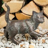 Gartentraum.de Stehendes Bronze Kätzchen mit Patina - Jungkatze