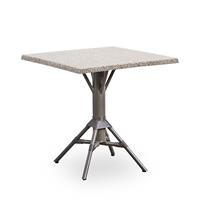Gartentraum.de Quadratischer Outdoor Bistrotisch aus Aluminium mit Tischplatte in Granit Optik - Kaffeetisch Nordin / Taupe