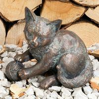 Gartentraum.de Spielendes Kätzchen als Bronzefigur - Jungkatze