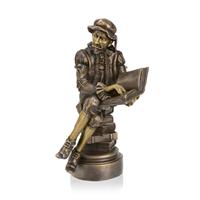 Gartentraum.de Lesende Mannskulptur auf Bücherpodest aus Bronze - Advokat