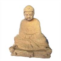 Gartentraum.de Sitzende Buddha Figur aus Steinguss - Mangala / Antikgrau