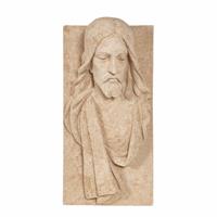 Gartentraum.de Plastisches Relief Jesu Christi als Portrait aus Steinguss - Jesus Ulga / Portland weiß