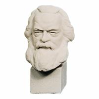 Gartentraum.de Büste des Philosophen Karl Marx mit Sockel - Steinguss - Pria / Portland weiß