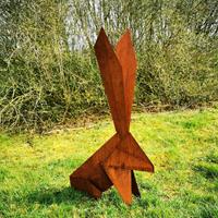 Gartentraum.de Origami Hase aus Metall als Gartendekoration - Hase Jannis / 110x66cm (HxB)