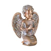 Gartentraum.de Kniender Bronze-Engel - kleine Gartenfigur - Angeloi / Bronze hellbraun