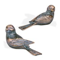 Gartentraum.de Vogelfiguren Set - Outdoor Deko aus Aluminium - Vögel Pan / Aluminium grau