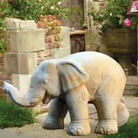 Gartentraum.de Große Elefant Stein Figur - Simba / Sand